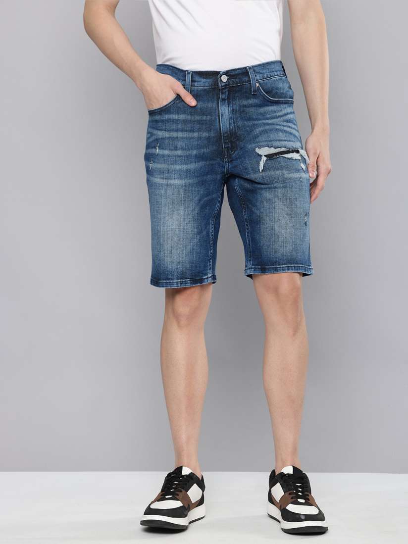 Buy Levis Men Slim Tapered Fit Ripped Denim Shorts Shorts for Men 30189298 Myntra
