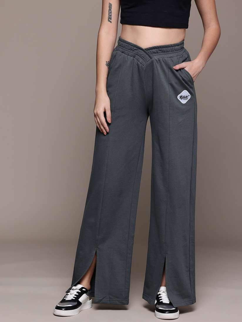 Buy The Roadster Lifestyle Co. Women Front Slits Pure Cotton Flared Track Pants Track Pants for Women 30194222 Myntra