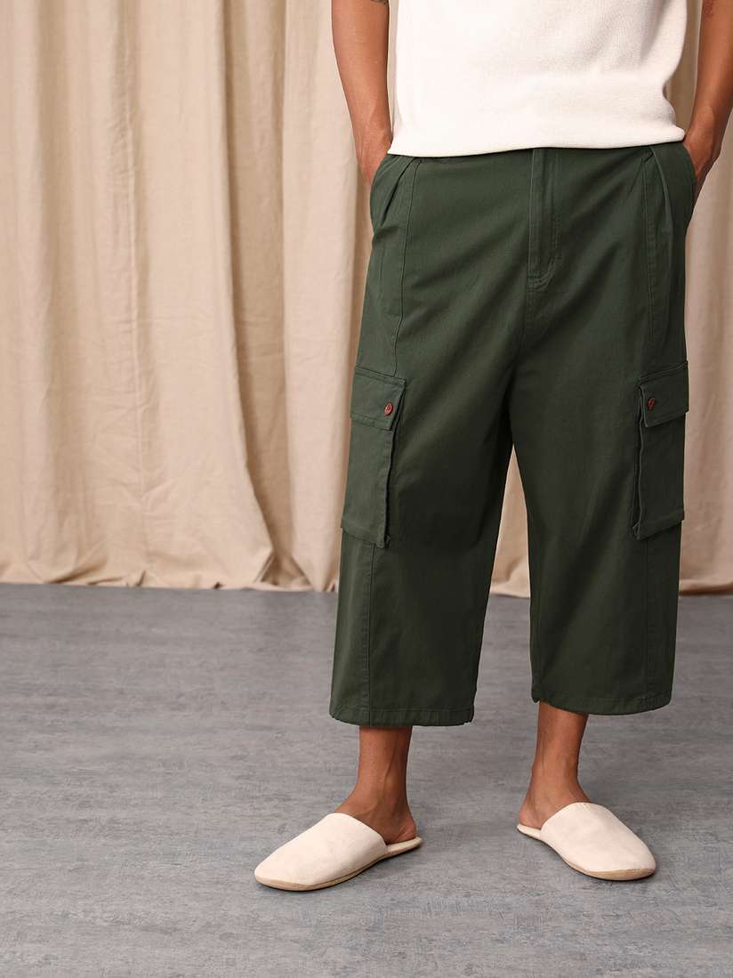 Mr Bowerbird Men Cropped Oversized Cargos Trousers