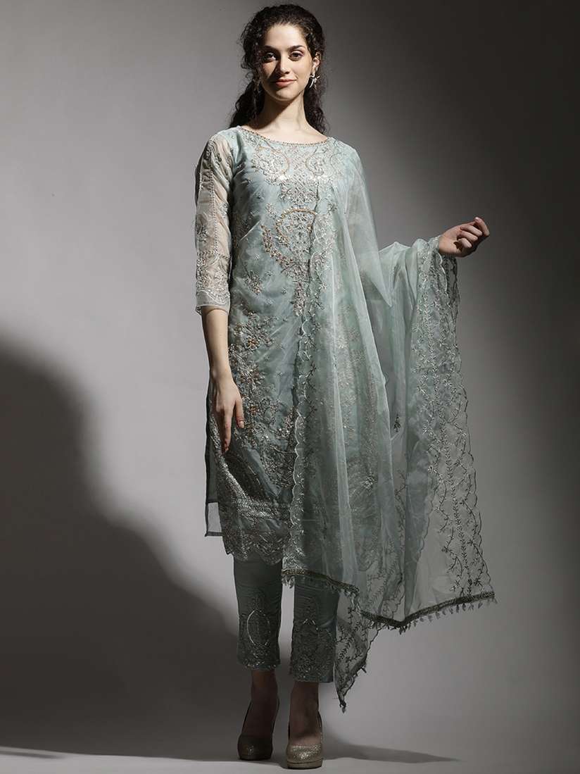 Net unstitched dress material best sale