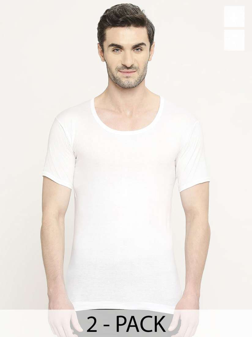 Mens white short sleeve vests deals