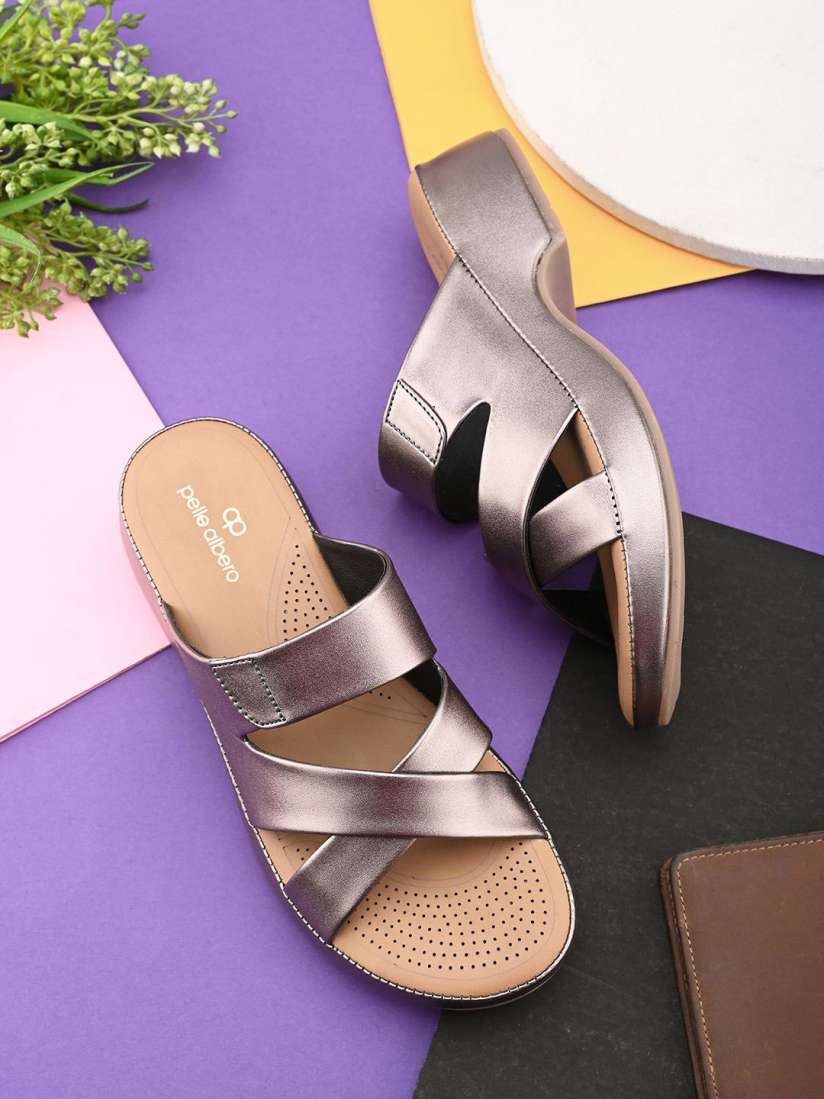 Buy pelle albero Faux Leather Slip on Extra Padding Comfortable Sandal Heels for Women 30208406 Myntra