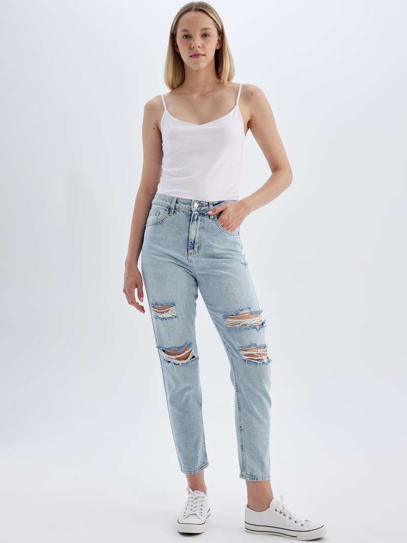 Buy DeFacto Women Cotton Ripped Slash Knee Cropped Jeans Jeans for Women 30212665 Myntra