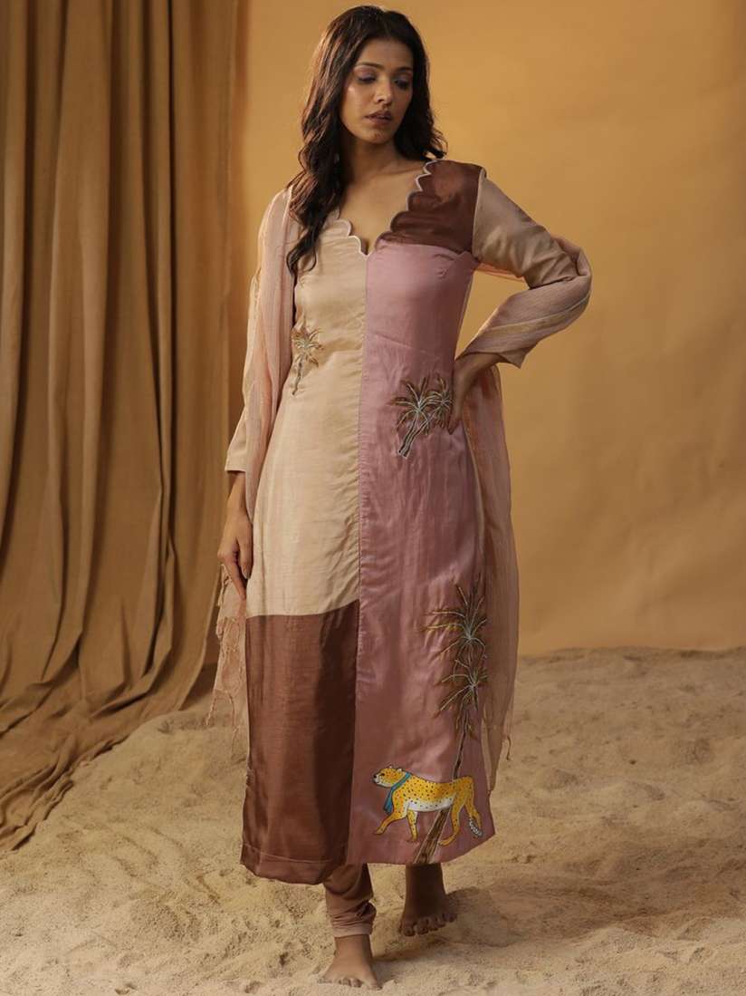 Buy ARPITA SULAKSHANA Ethnic Motifs Printed Regular Dupion Silk A Line Kurta with Churidar Kurta Sets for Women 30213361 Myntra