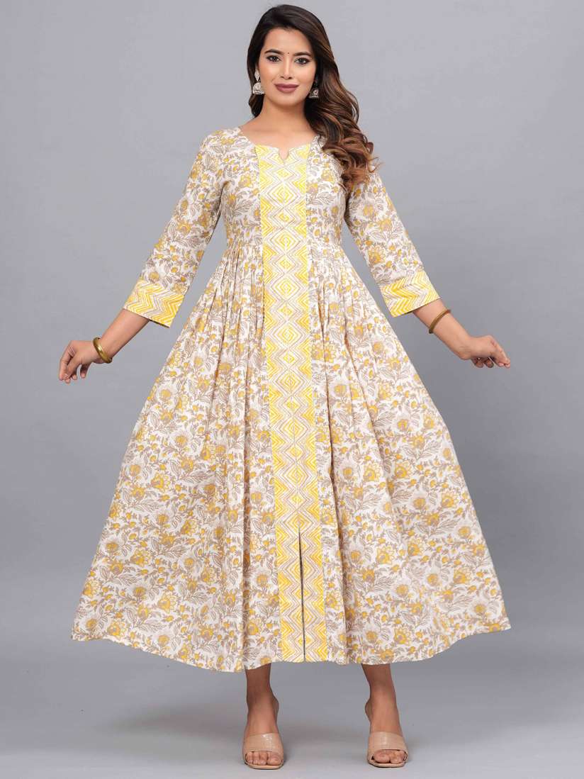 Buy JAIPURI COLLECTION Women Printed Cotton Fit and Flare Anarkali Dress Dresses for Women 30213670 Myntra