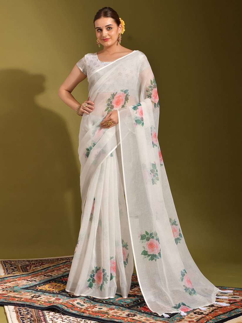 Linen sarees myntra discount