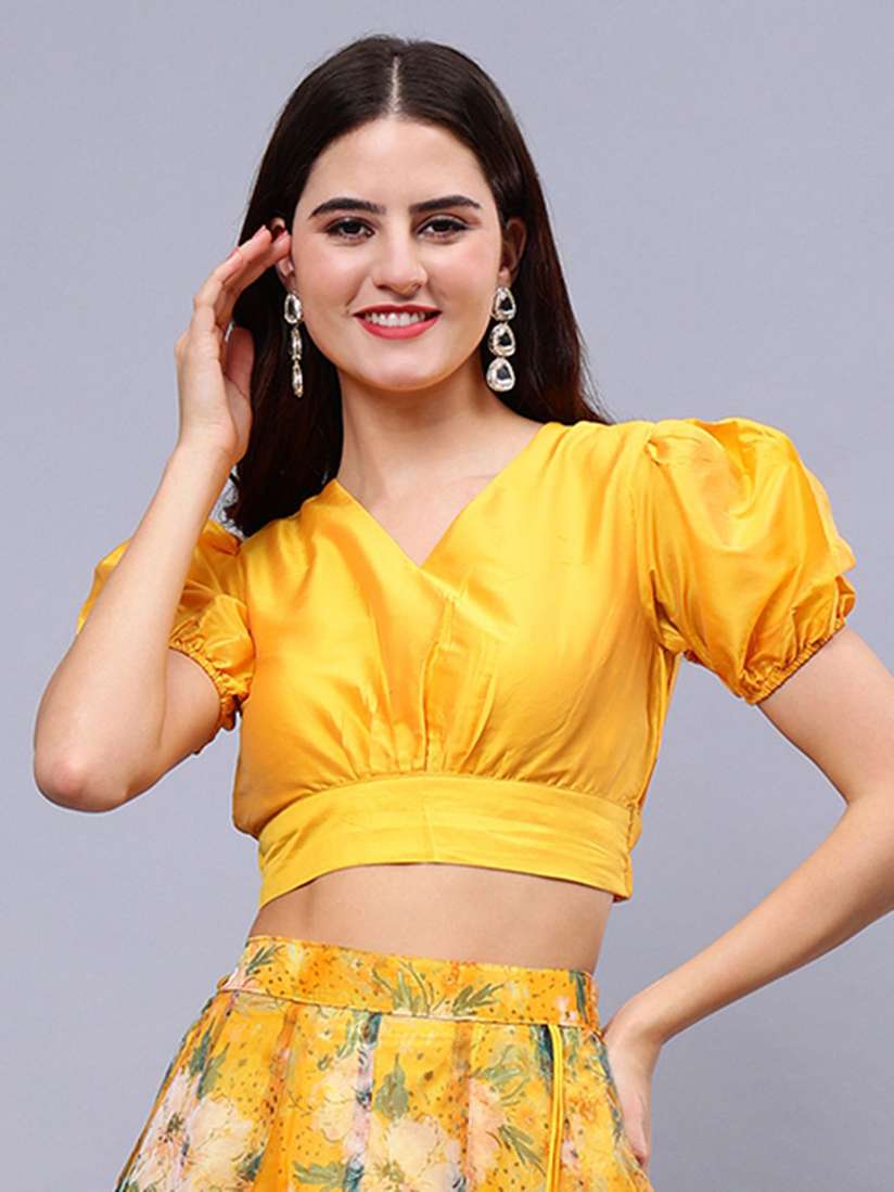 yellow puff sleeve blouse
