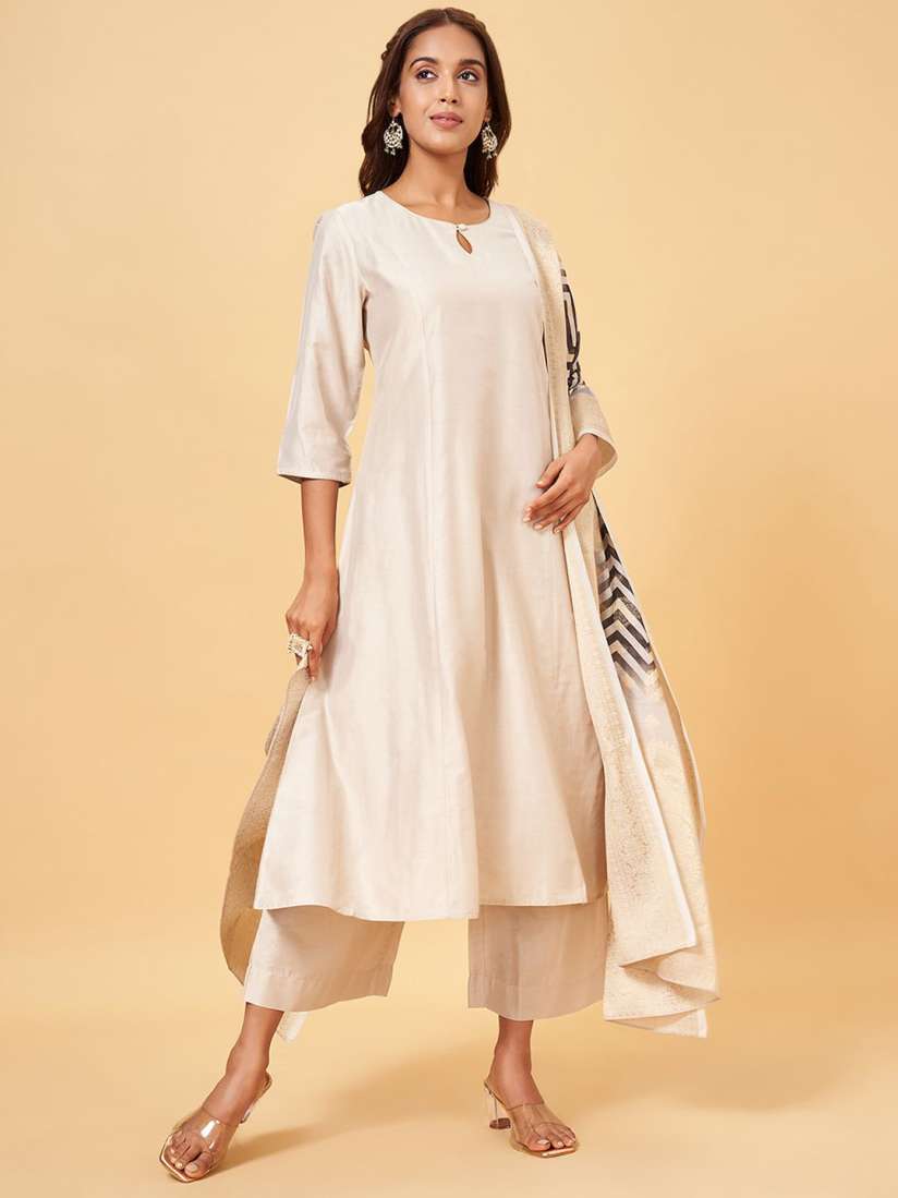 Buy RANGMANCH BY PANTALOONS Regular A Line Kurta with Trousers With Dupatta Kurta Sets for Women 30218808 Myntra