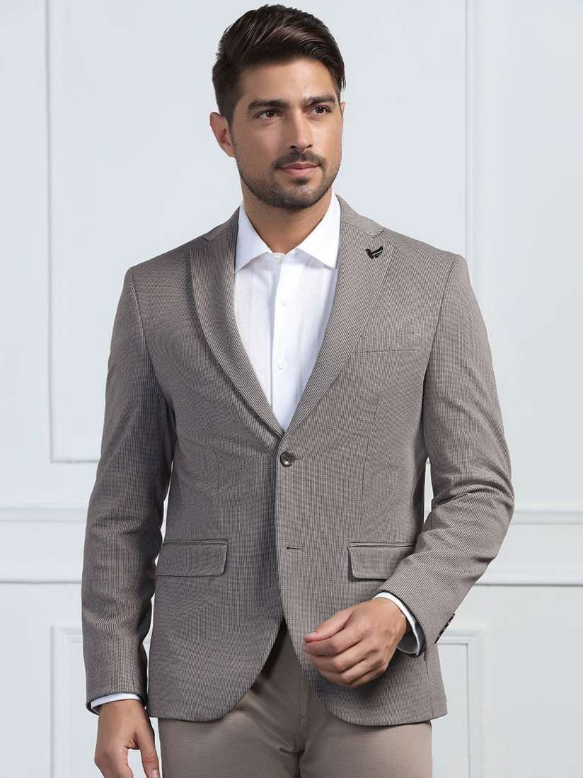 Buy Blackberrys Textured Notched Lapel Slim Fit Single Breasted Satin Formal Blazer Blazers for Men 30222664 Myntra
