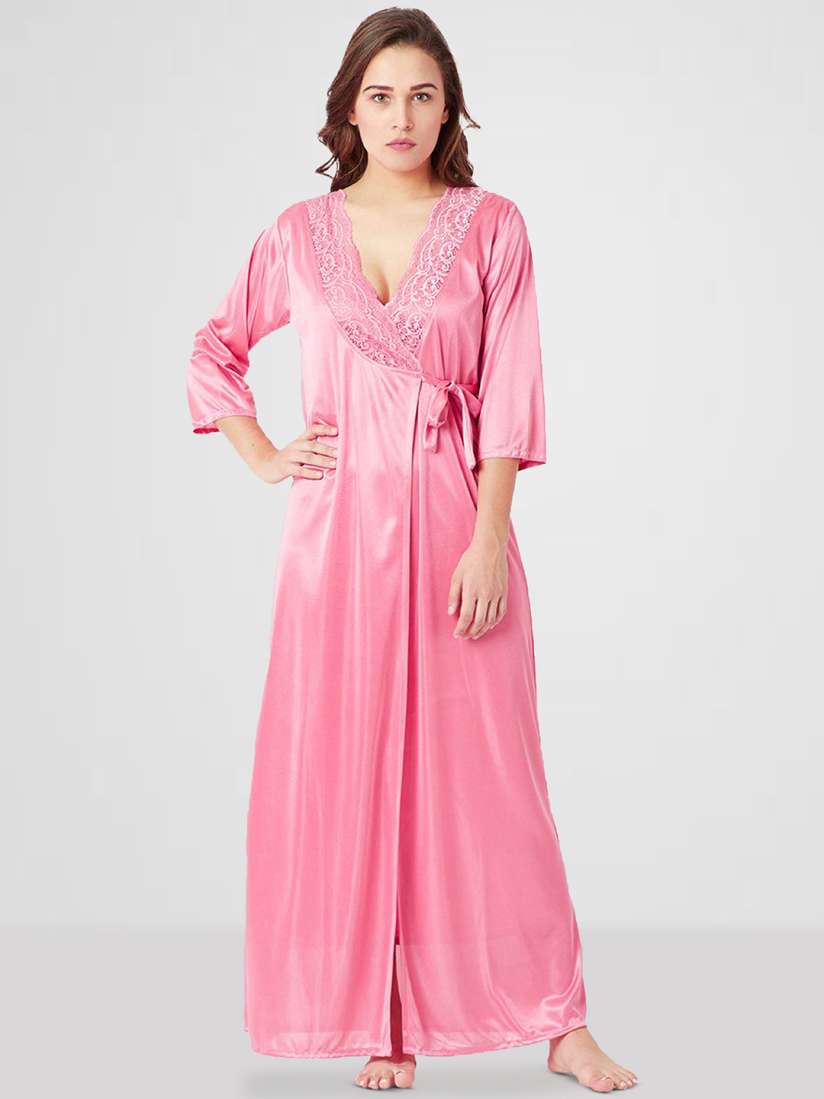 Buy Romaisa Women Satin Midi Nightdress with Robe Nightdress for Women 30224710 Myntra