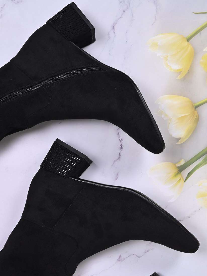 Buy Ronnie Grey Embellished Block-Heeled High-Top Chelsea Boots