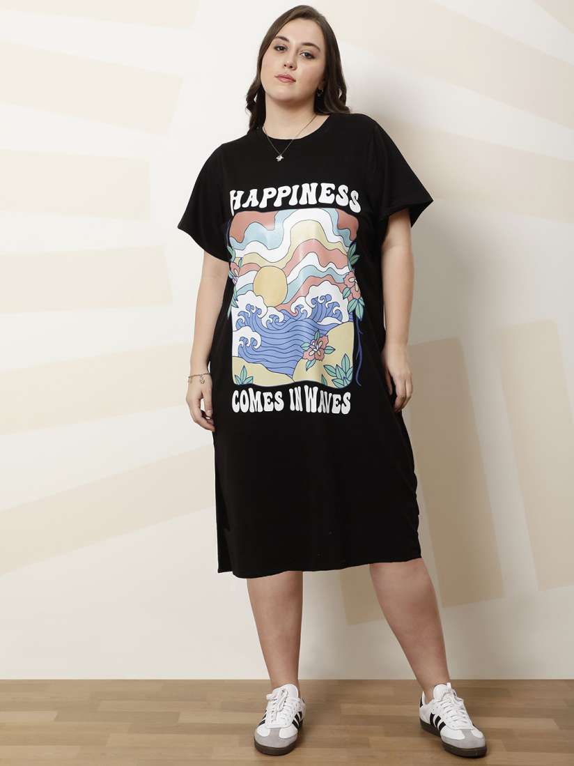 Buy Athena Ample Plus Size Graphic Printed T shirt Dress Dresses for Women 30225926 Myntra