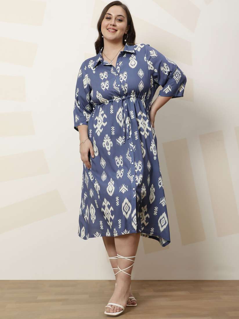 Buy Athena Ample Plus Size Ethnic Motifs Printed Shirt Midi Ethnic Dress Ethnic Dresses for Women 30225942 Myntra