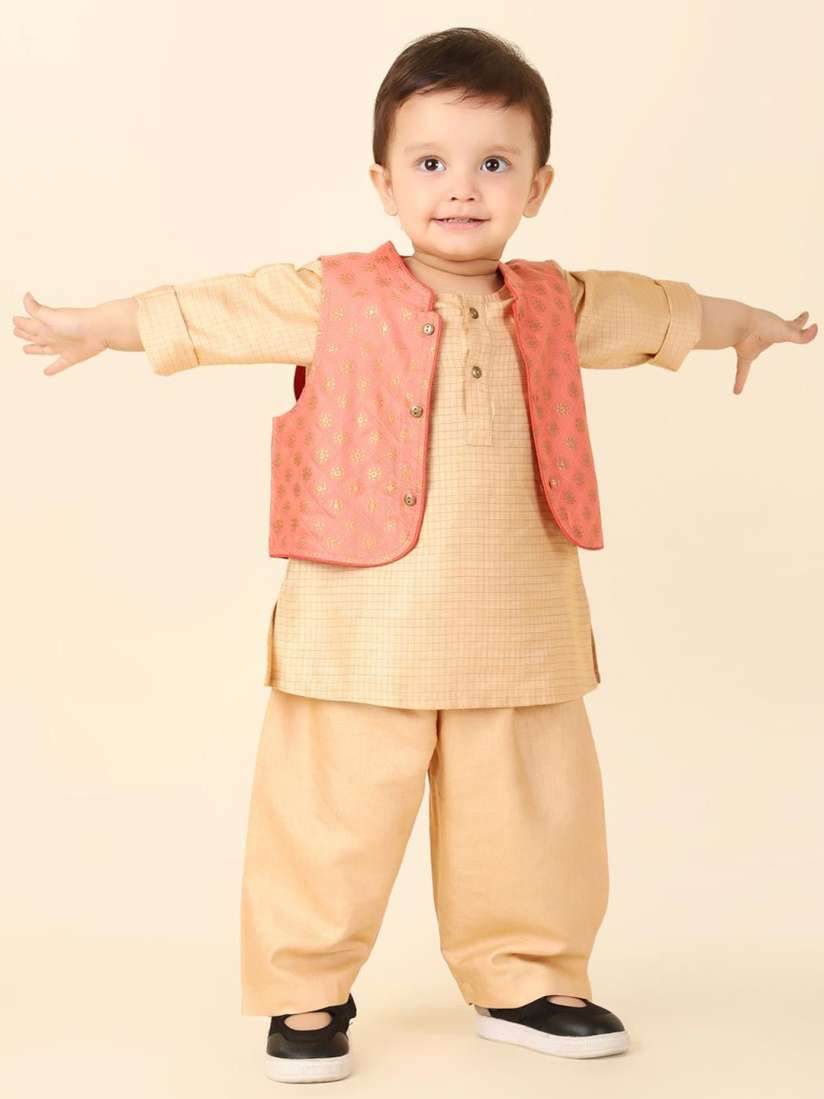 Buy Fabindia Boys Checked A Line Kurta With Trouser Nehru Jacket Kurta Sets for Boys 30227631 Myntra