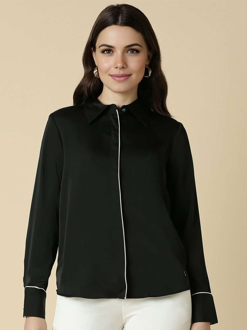 Buy Allen Solly Woman Spread Collar Solid Opaque Formal Shirt Shirts for Women 30227964 Myntra