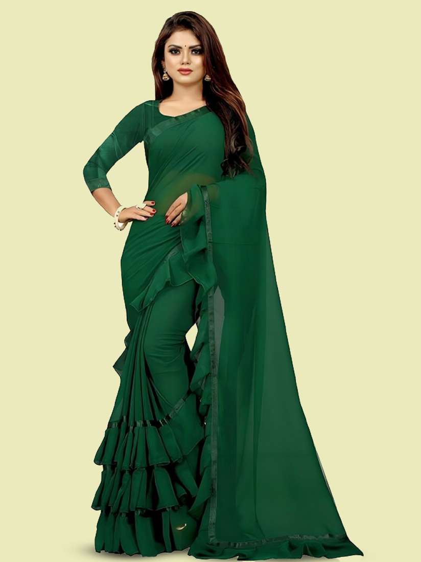 Buy LADY SHOPI Pure Georgette Ruffle Saree Sarees for Women 30231063 Myntra