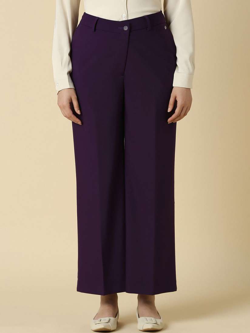 Buy Allen Solly Woman Women Mid Rise Loose Fit Formal Trousers Trousers for Women 30231183 Myntra
