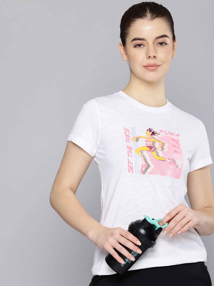 Buy Puma Set the Pace Printed Dry Cell Running T shirt Tshirts for Women 30232831 Myntra
