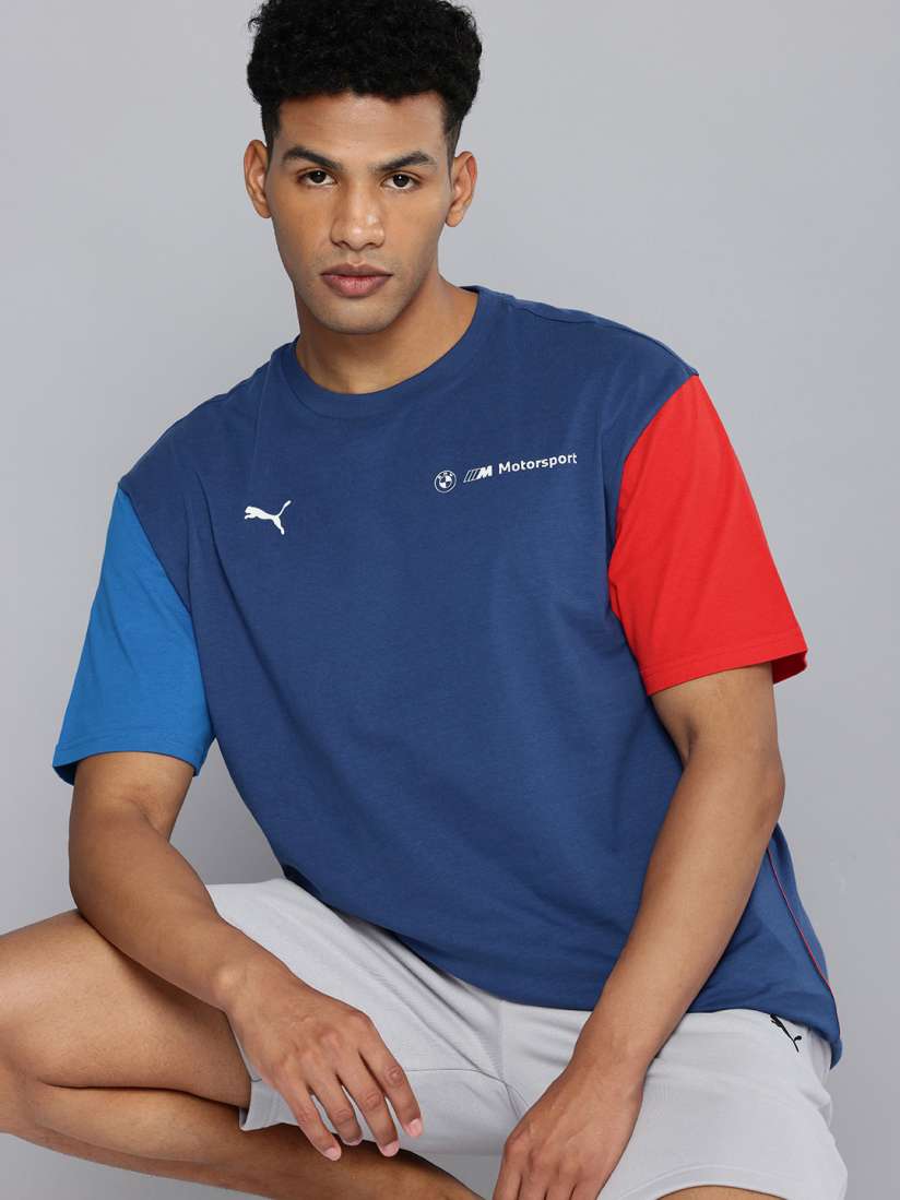 Buy PUMA Motorsport BMW M Logo Printed Drop Shoulder Sleeves Relaxed Fit Pure Cotton T shirt Tshirts for Men 30236625 Myntra