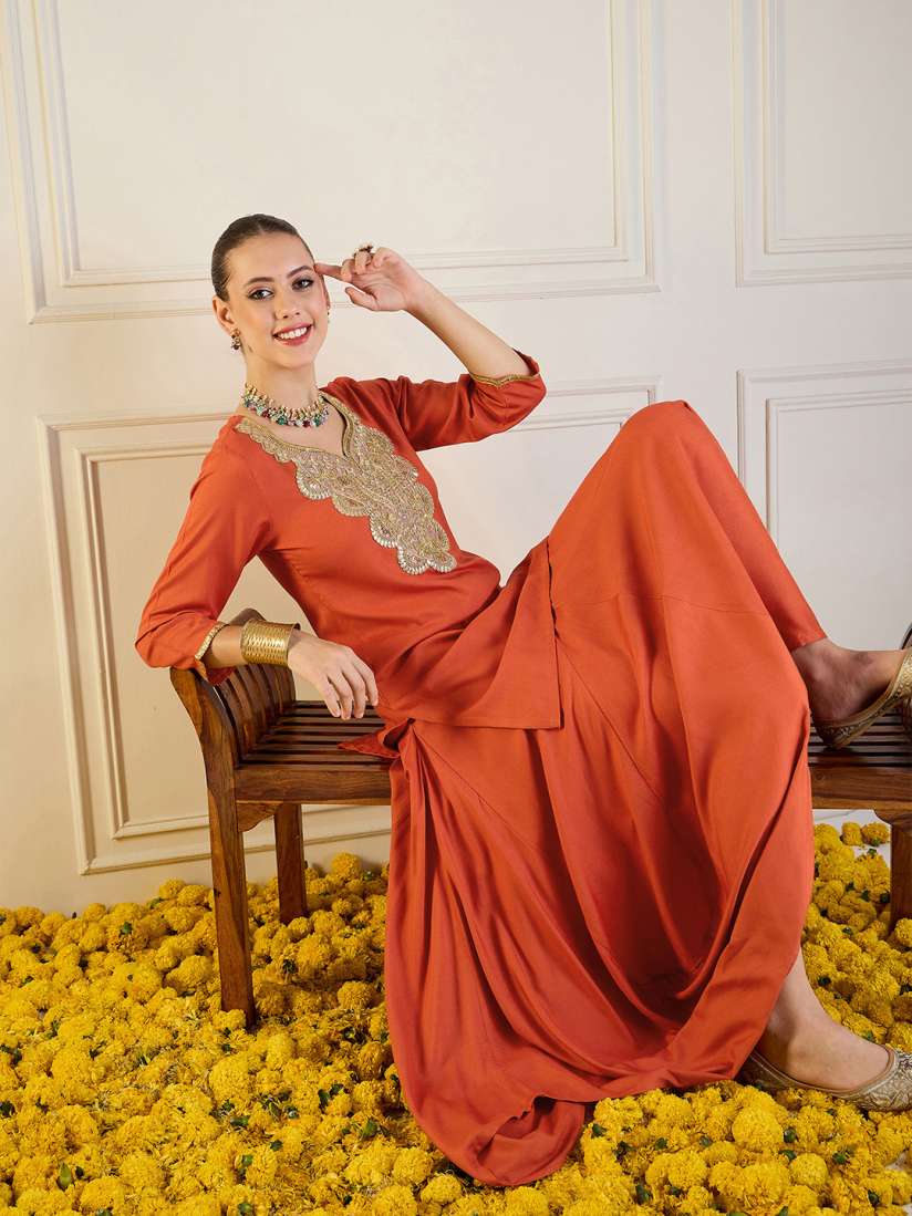 Buy Shae by SASSAFRAS Embroidered Kurta With Dhoti Skirt Co Ords for Women 30237790 Myntra