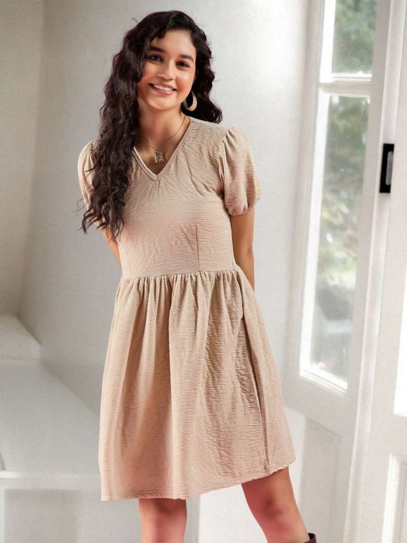 Buy DressBerry Women Puff Sleeves Fit Flare Dress Dresses for Women 30250894 Myntra