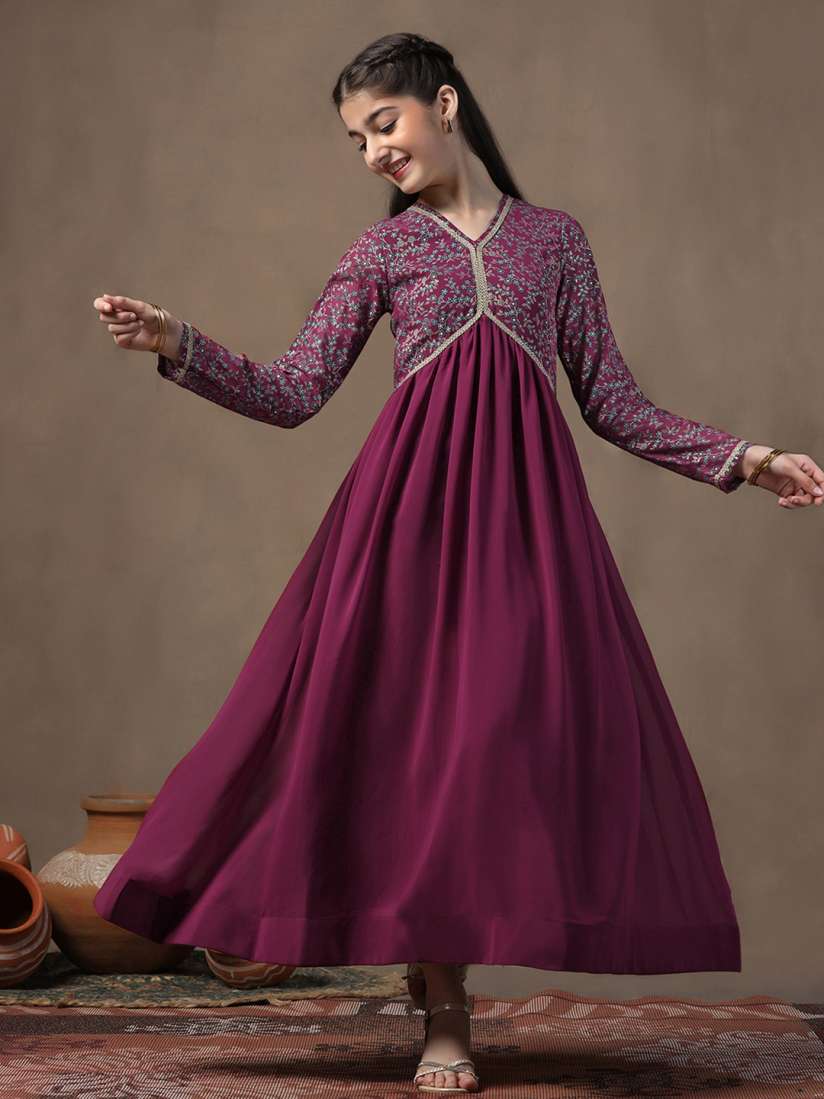 Buy FASHION DREAM Women Printed V Neck Empire Maxi Ethnic Dress Ethnic Dresses for Girls 30251752 Myntra