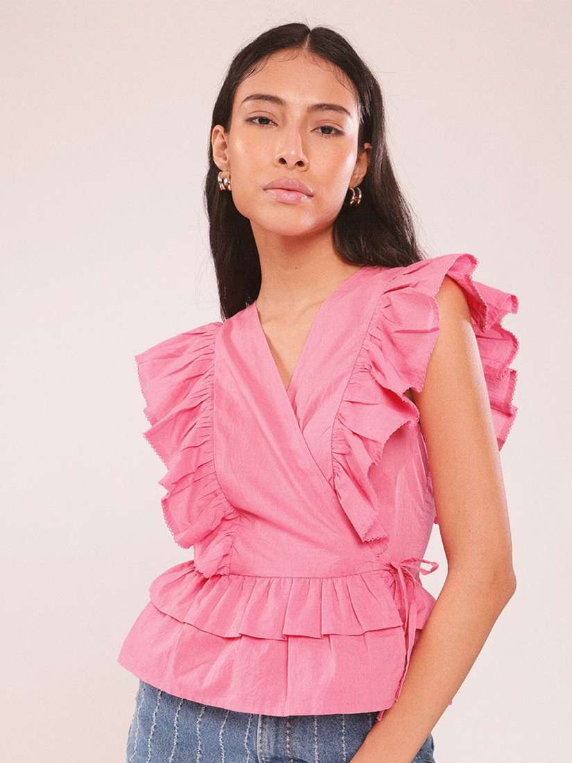 Sleeveless ruffle top cheap