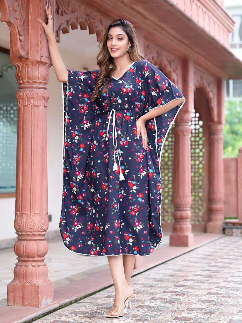 Buy KALINI Floral Printed Kaftan Midi Dress Dresses for Women 30257620 Myntra