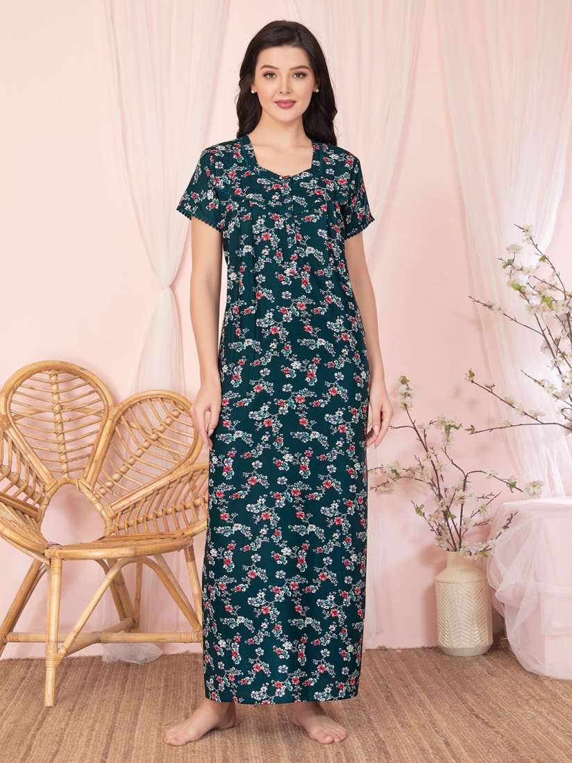 Buy Sand Dune Womens V Neck Printed Maxi Nightdress Nightdress for Women 30257723 Myntra