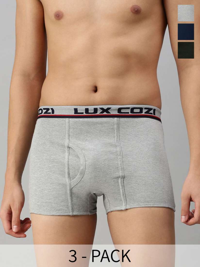 Buy Lux Cozi Pack Of 3 Men Assorted Pure Cotton Trunks COZI BIGSHOT SL PLAIN AST2 3PC Trunk for Men 30257944 Myntra