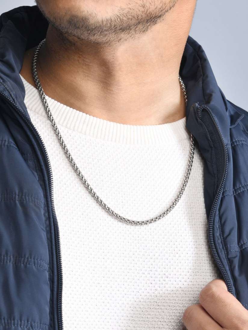 Silver choker chain men sale