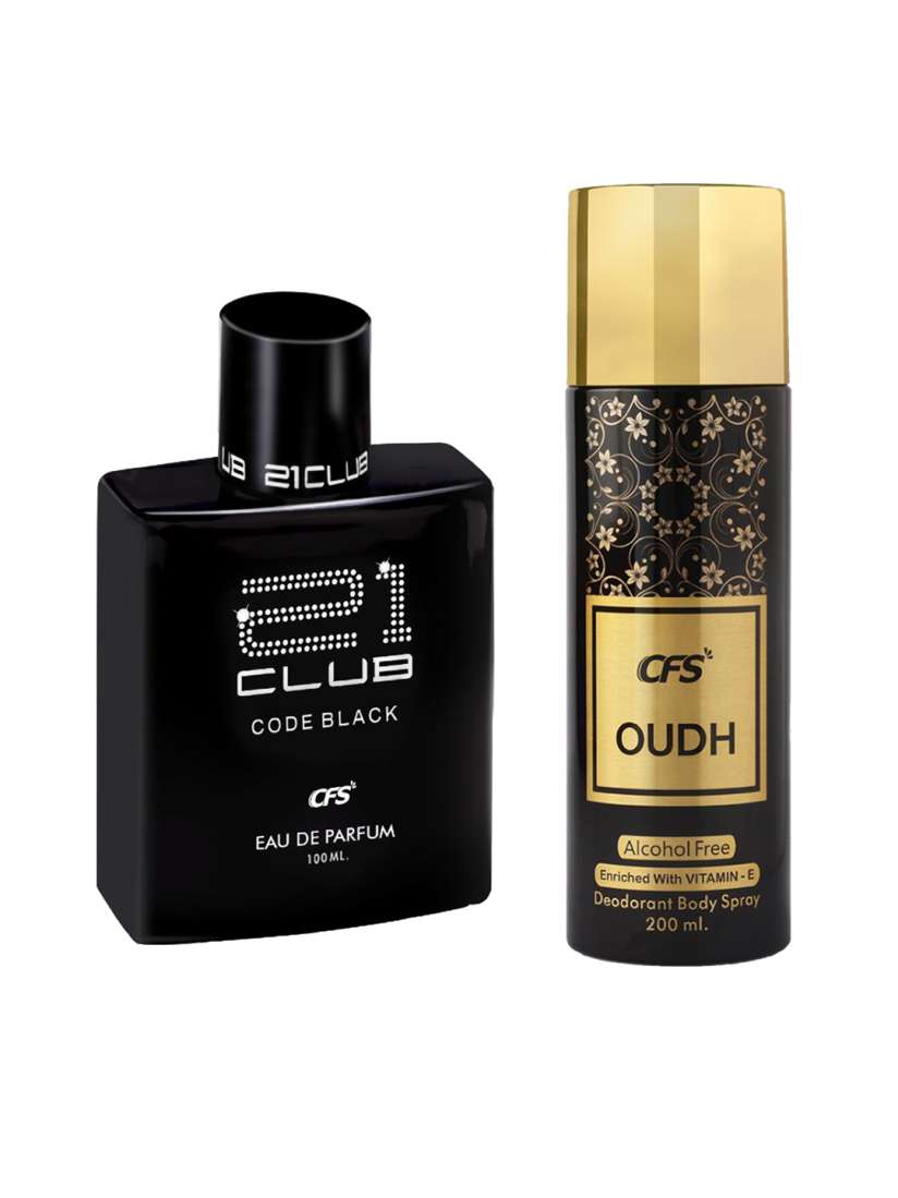 Buy CFS Men Set of 21 Club Code Black Eau De Parfum 100ml Oudh Deodorant Body Spray 200ml Fragrance Combo for Men 30267029 Myntra