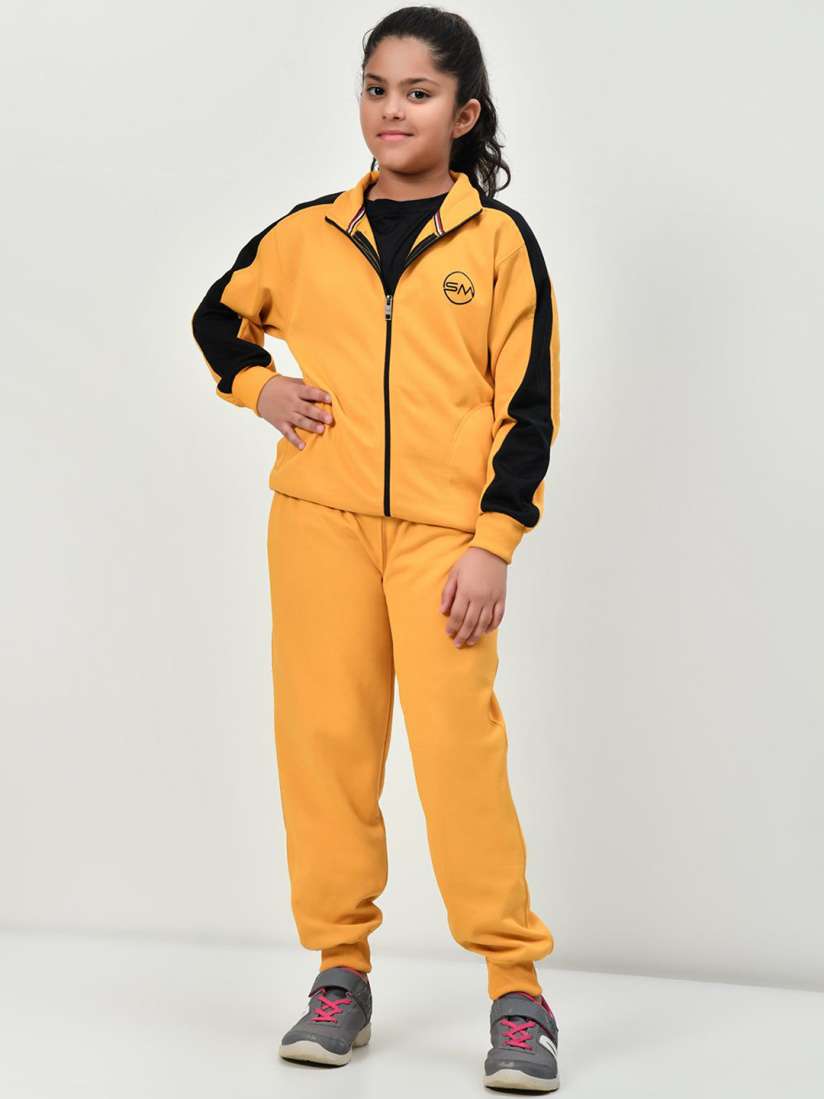 Girls yellow tracksuit hot sale