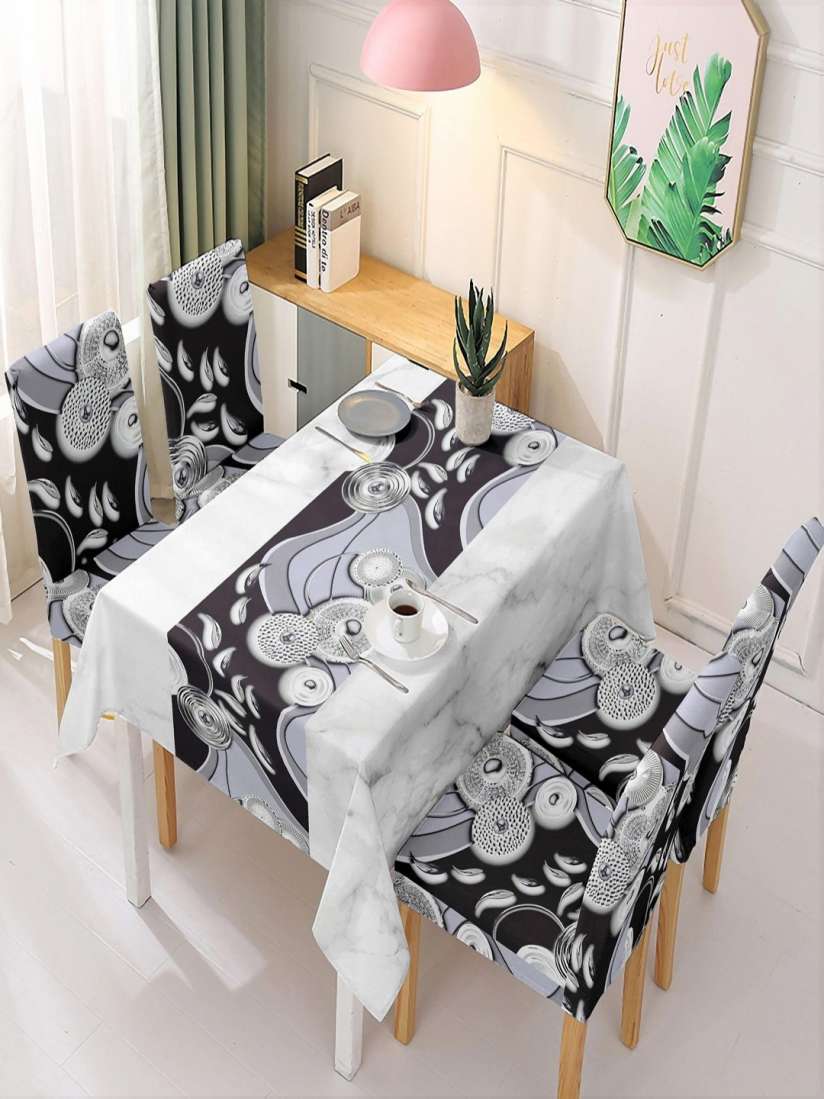Buy HOKIPO Black Grey 5 Pieces Printed Suitable Chair Cover With Table Cloth Chair Cover for Unisex 30271536 Myntra