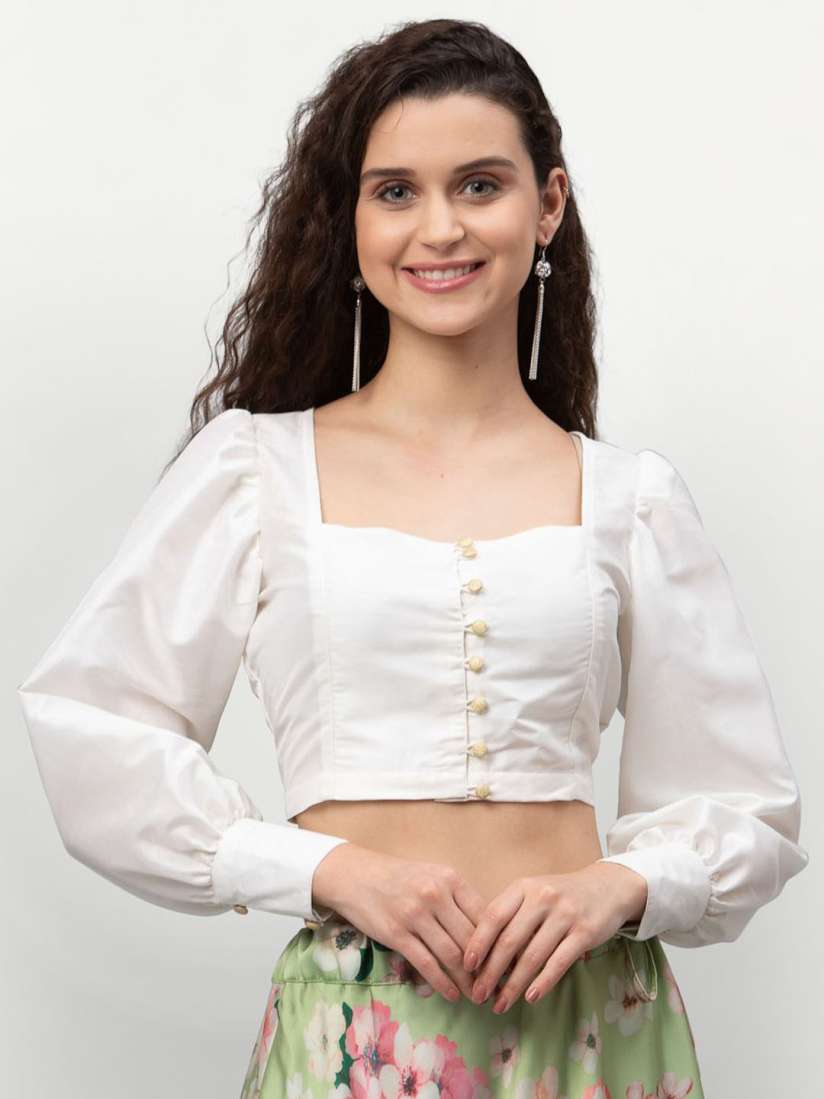 Buy studio rasa Women Square neck Long Puff Sleeves Saree Blouse Saree Blouse for Women 30272758 Myntra