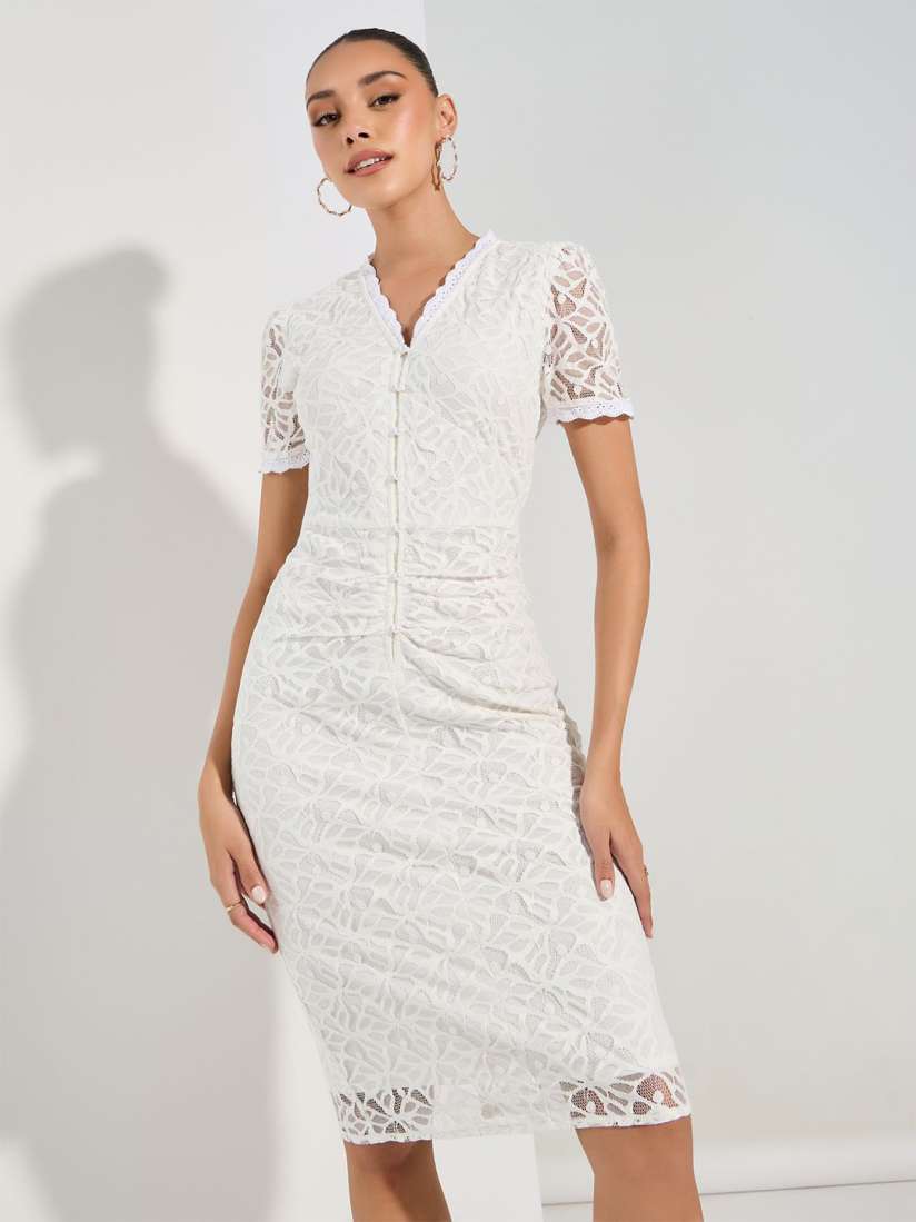 Short sleeve lace bodycon dress hotsell