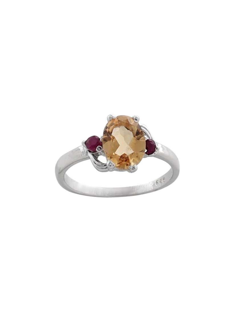 Buy Exotic India Superfine Yellow Topaz with Ruby Stone Sterling Silver Ring Ring for Women 30278016 Myntra