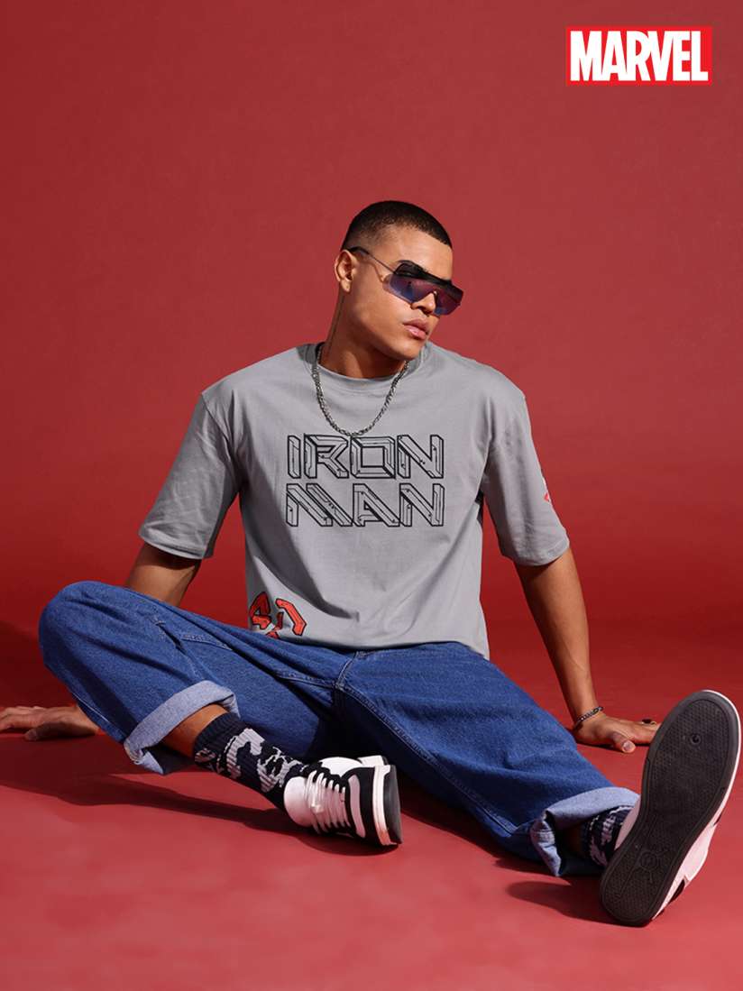 Buy MARVEL STREET Iron Man Print Drop Shoulder Sleeves Pure Cotton T shirt Tshirts for Men 30278056 Myntra