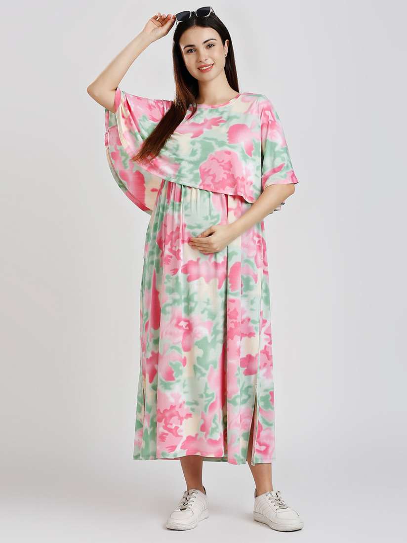 Buy True Shape Women Printed Gown Maxi Maternity Ethnic Dress With Attached Nursing Cape Ethnic Dresses for Women 30280852 Myntra