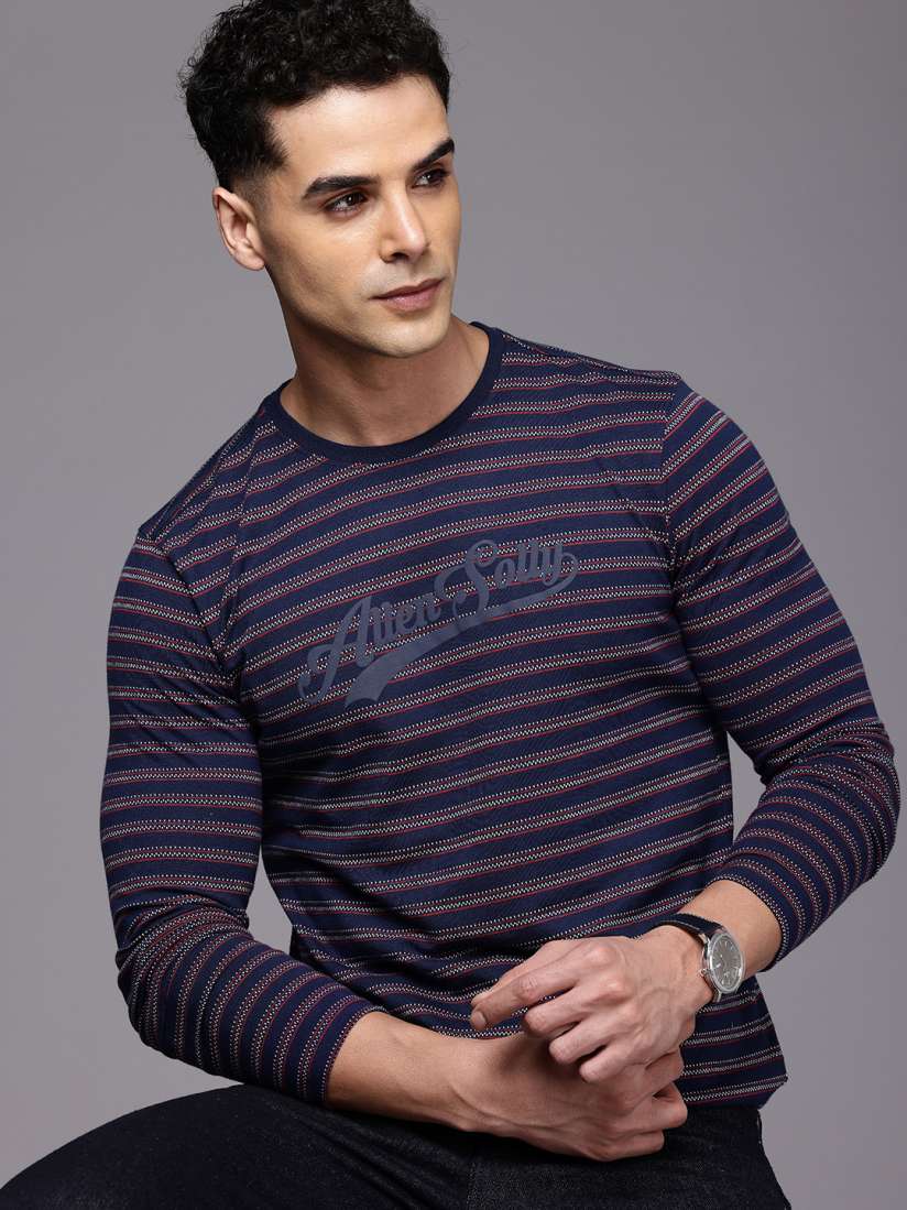 Buy Allen Solly Self Designed Slim Fit Pure Cotton T shirt Tshirts for Men 30281024 Myntra