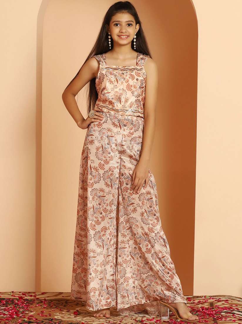 Buy FASHION DREAM Girls Floral Printed Shoulder Straps Crop Top With Palazzo Clothing Set for Girls 30286014 Myntra