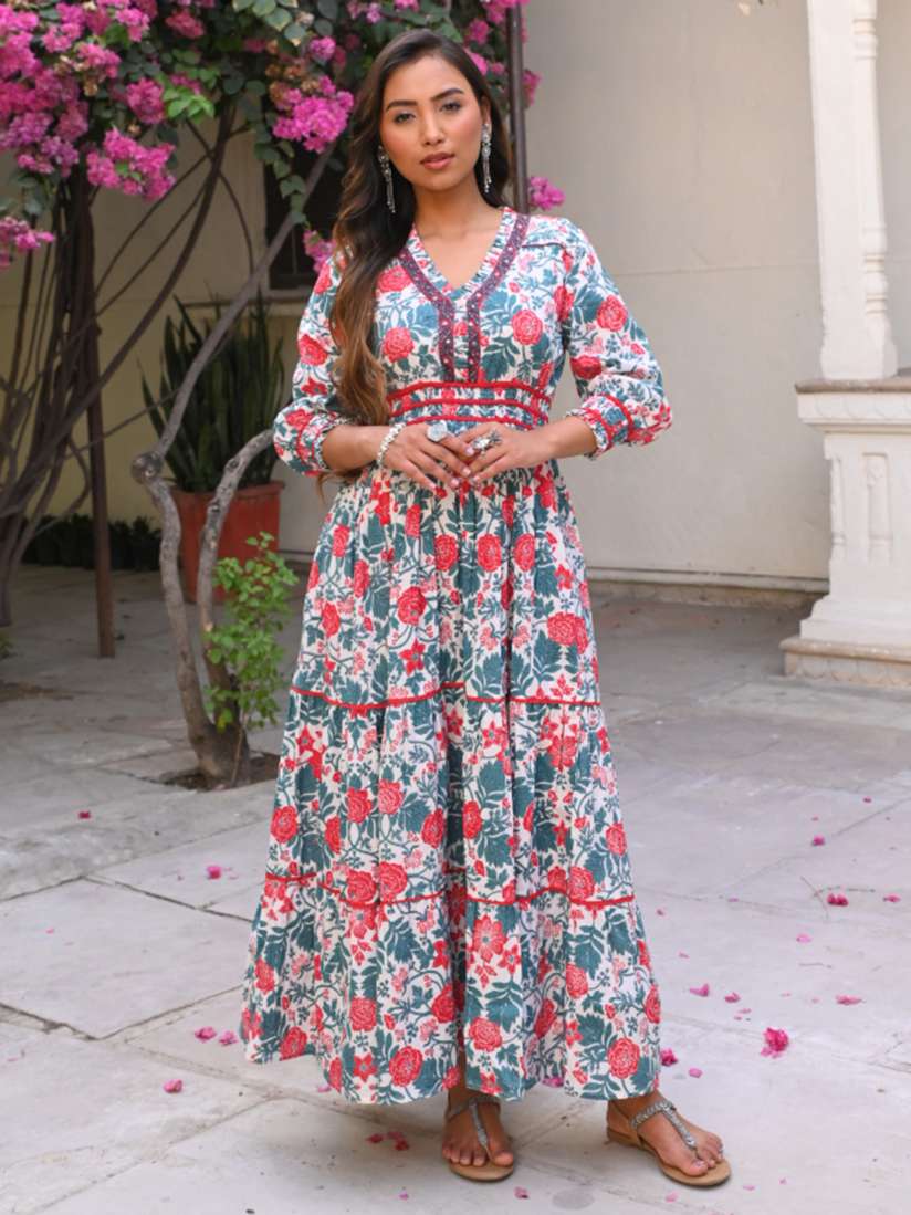 Myntra floral maxi dress clearance