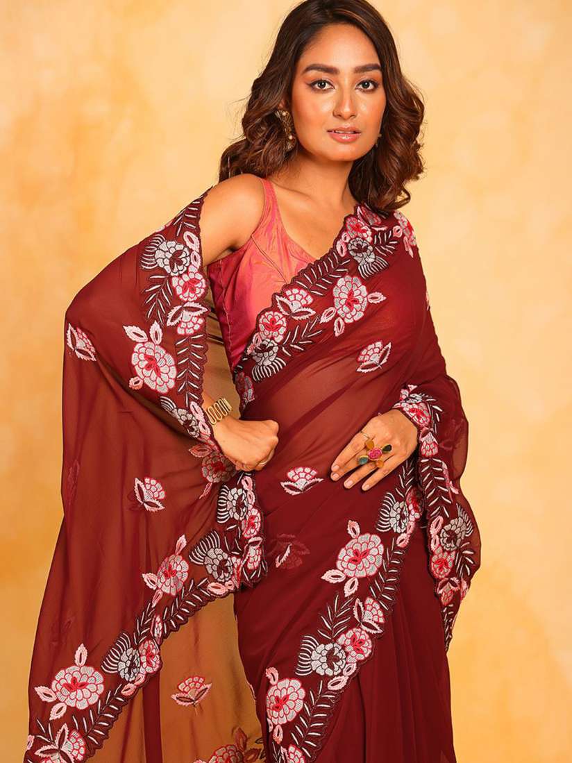Myntra embroidered sarees outlet