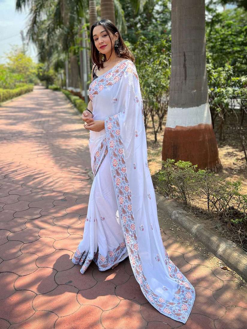 Buy SAREESBYCHIRAG Floral Embroidered Saree Sarees for Women 30300778 Myntra