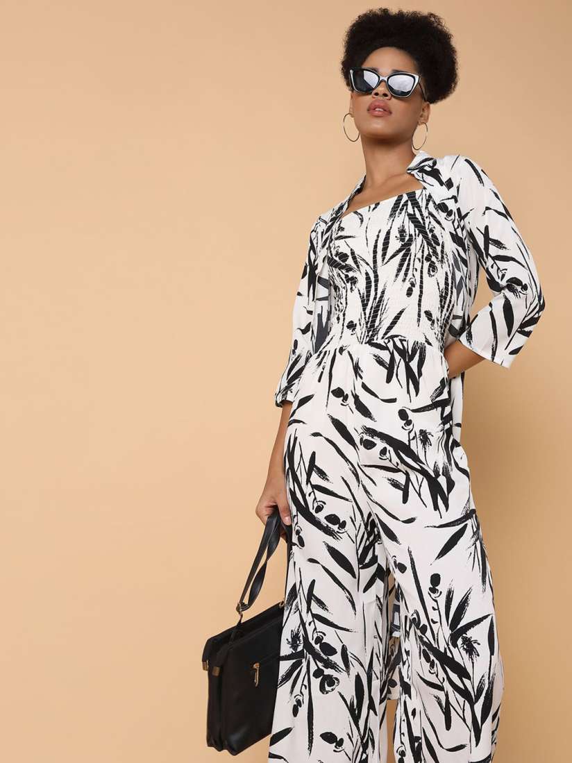 Buy SHOWOFF Printed Basic Jumpsuit with Shrug Jumpsuit for Women 30304338 Myntra