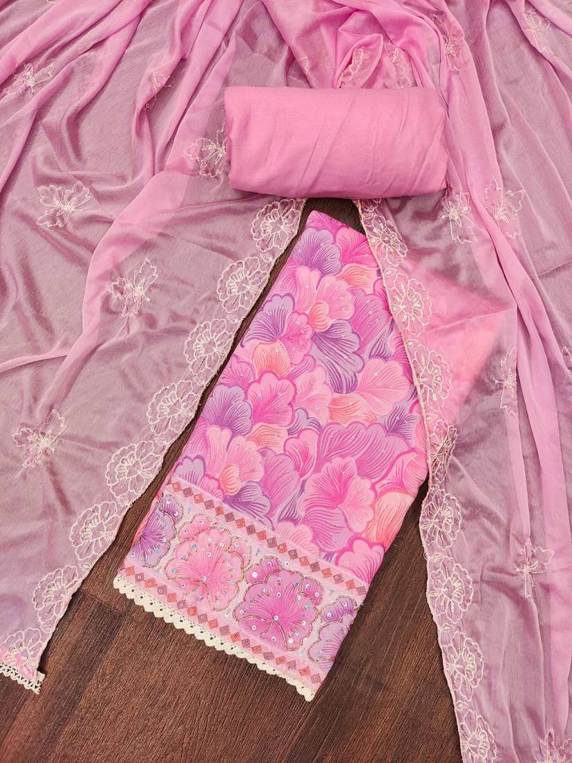 Buy KALINI Floral Embroidered Sequinned Pure Cotton Unstitched Dress Material Dress Material for Women 30336559 Myntra