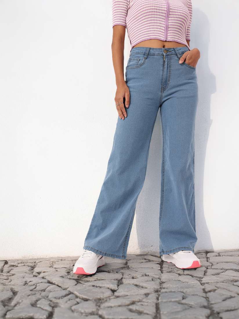 Buy DressBerry Women Grunge Glam Wide Leg Jeans Jeans for Women 30392768 Myntra