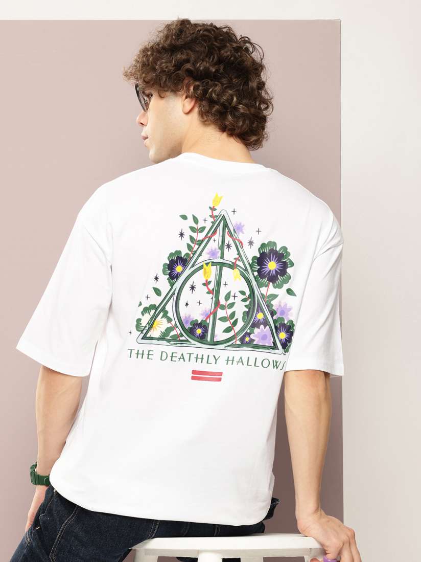 Buy Kook N Keech Harry Potter Men Printed Drop Shoulder Sleeves Oversized Pure Cotton T shirt Tshirts for Men 30407804 Myntra