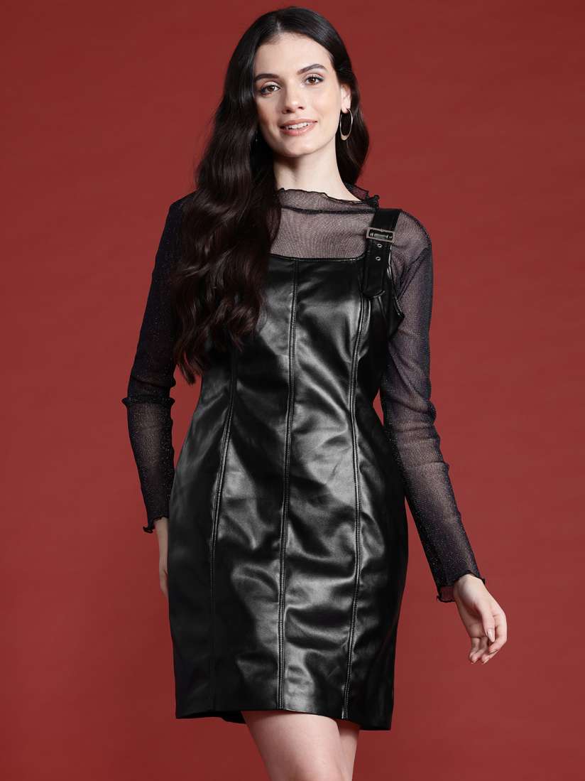 Leather bodycon mini dress best sale