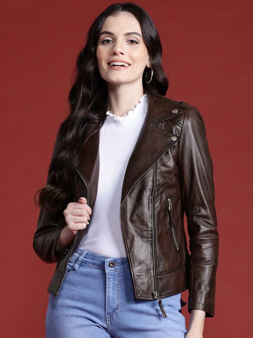 Leather jacket myntra online